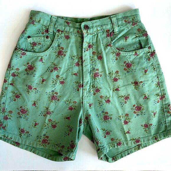 Vintage Michael G. Green Floral Cotton High Rise Shorts Size 11 - Picture 1 of 10